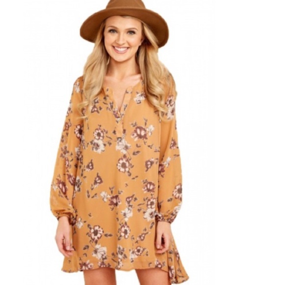 threelafleurs Dresses & Skirts - Women long sleeve Floral V Front Mini Dress Large